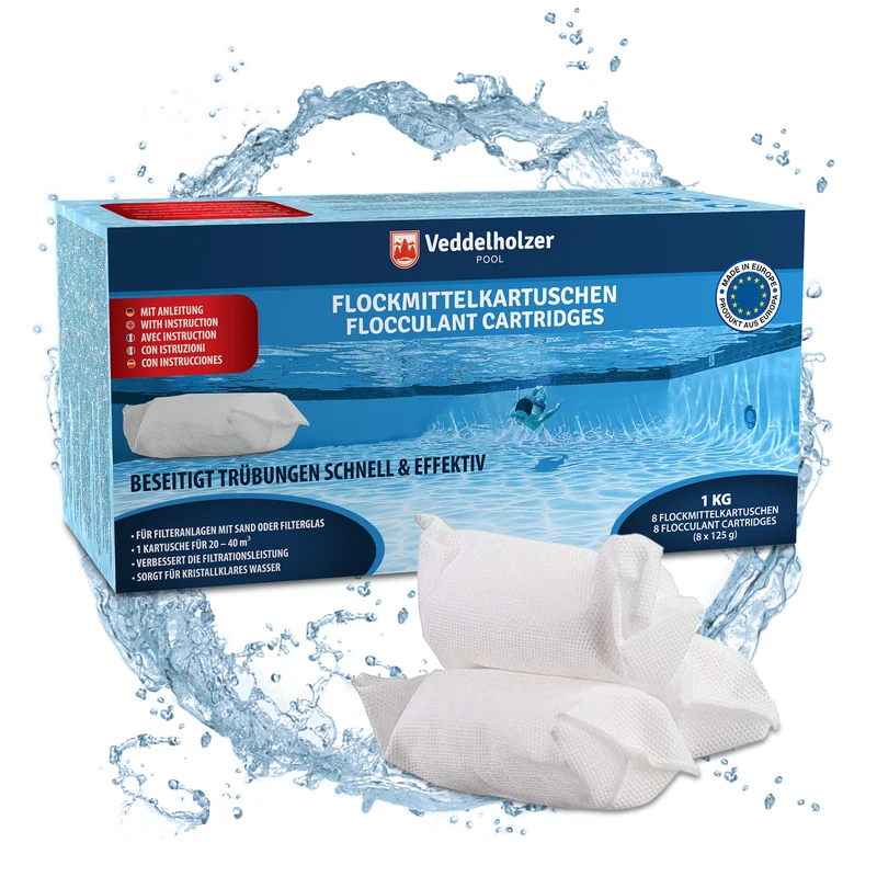 Flockmittel Pool Kartuschen – 8 x 125g gegen trübes Wasser