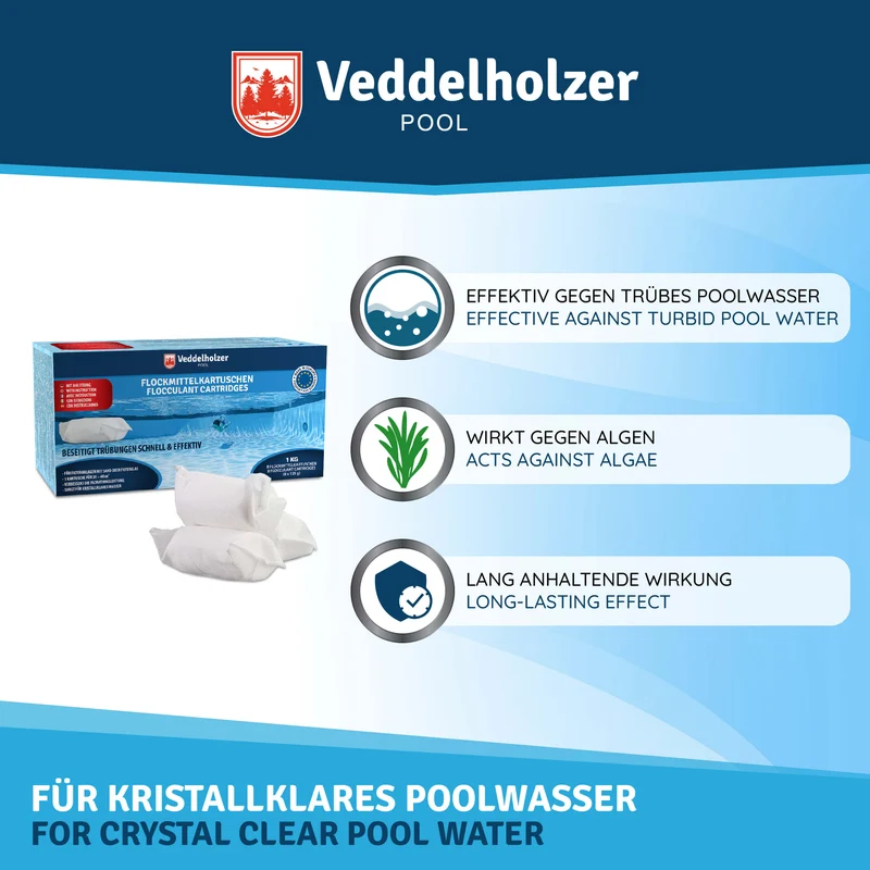 Flockmittel Pool Kartuschen – 8 x 125g gegen trübes Wasser