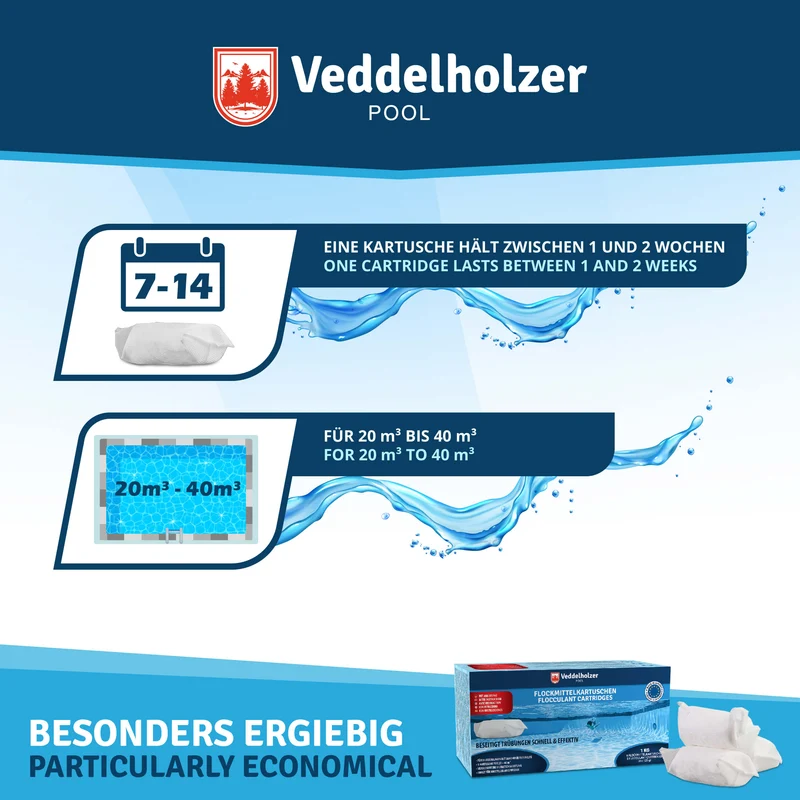 Flockmittel Pool Kartuschen – 8 x 125g gegen trübes Wasser