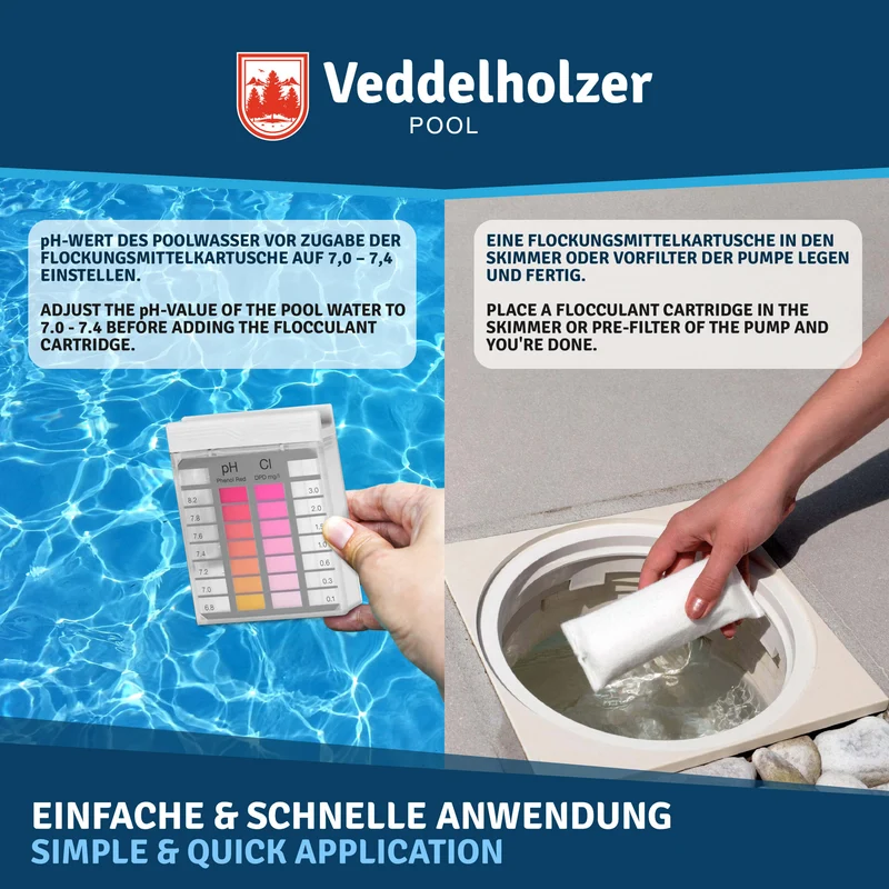 Flockmittel Pool Kartuschen – 8 x 125g gegen trübes Wasser