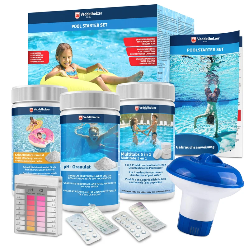 Pool Reinigungsset 5in1 – komplettes Starterset mit Chlor