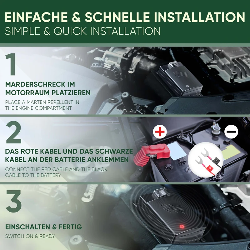 Marderschreck fürs Auto – Ultraschall an der Autobatterie