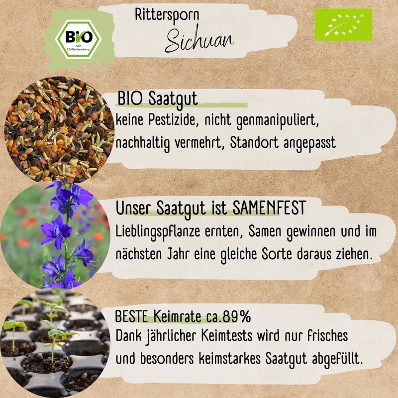 Bio Rittersporn Sichuan Samen