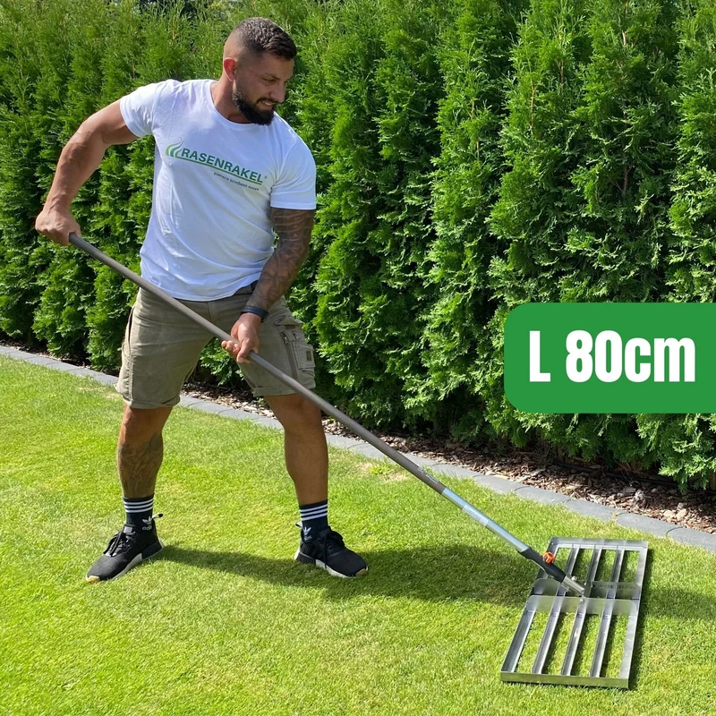 RISISANI Premium Rasenrakel L-80 in Edelstahl