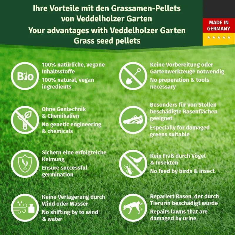 Rasenpellets Regeneration – schnelle Nachsaat mit Lehmmatrix