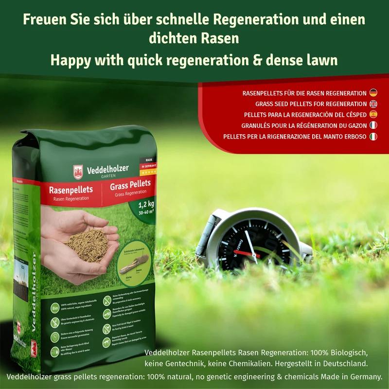 Rasenpellets Regeneration – schnelle Nachsaat mit Lehmmatrix
