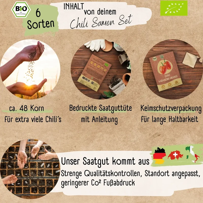 Dein 6 Bio Chili Samen Set