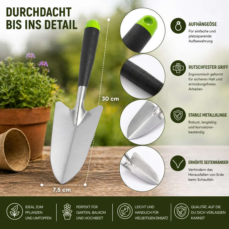 Hand-Gartenschaufel 30 cm kaufen – Pflanzkelle für Garten & Balkon