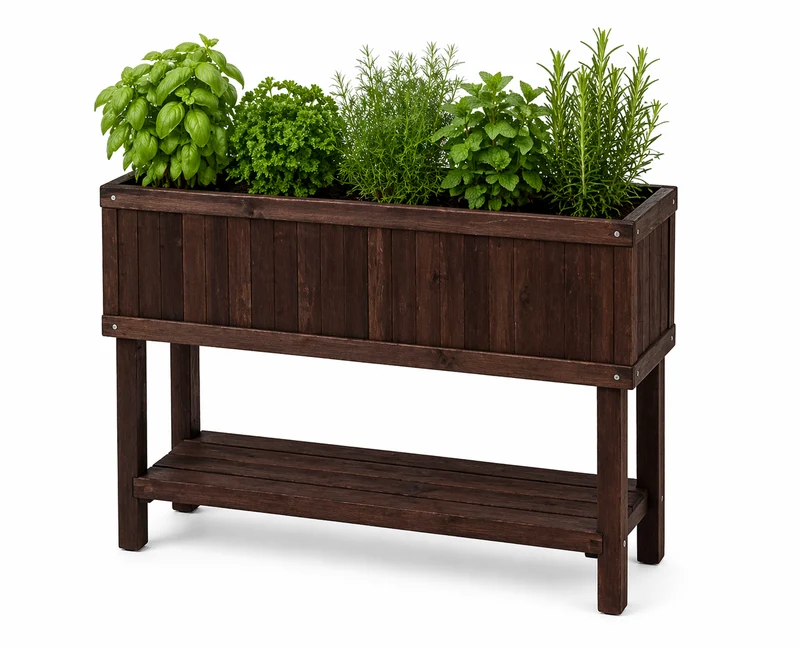 Holz Hochbeet 100x40x80 cm Braun – Kräuterbeet für Balkon & Terrasse