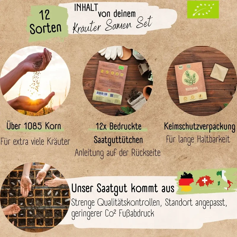 Dein 12 Bio Kräutersamen Set