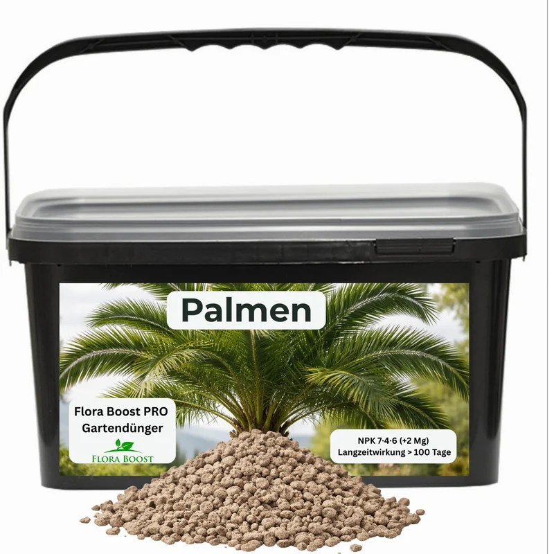 Palmen Dünger Flora Boost PRO | Optimaler Gartendünger NPK 7-4-6 (+2 Mg) für gesunde Palmen