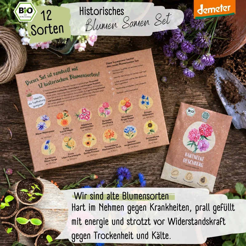 Dein 12 Demeter Historisches Blumen Samen Set