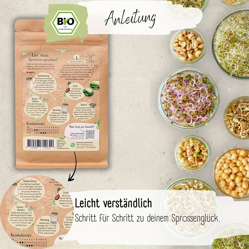 Bio Mungbohnesprossen Samen 200g