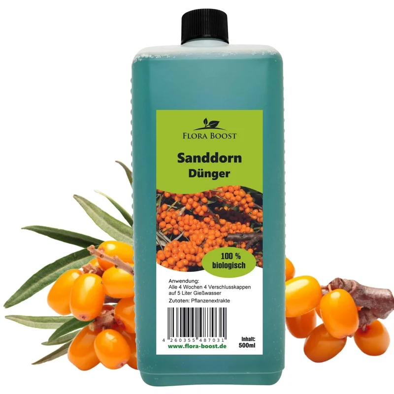 Sanddorn Dünger kaufen - Hochwertiger Sanddorn Pflanzen Dünger von Flora Boost