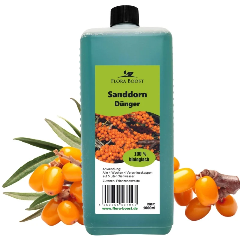Sanddorn Dünger kaufen - Hochwertiger Sanddorn Pflanzen Dünger von Flora Boost