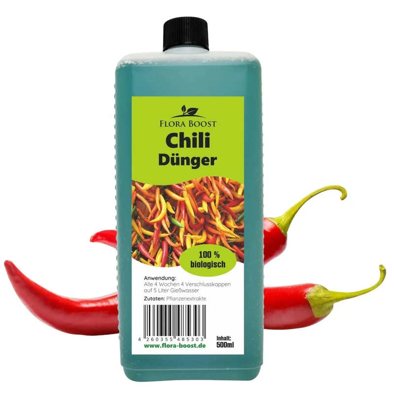 Chili Pflanzen Dünger Flüssigdünger von Flora Boost für gesunde Chili Pflanzen - Optimaler Chili Dünger Flüssigdünger