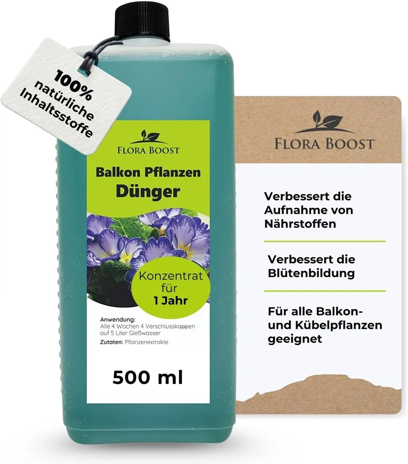 Balkonpflanzen Flüssigdünger – Hochwertiger Dünger von Flora Boost für gesunde Pflanzen