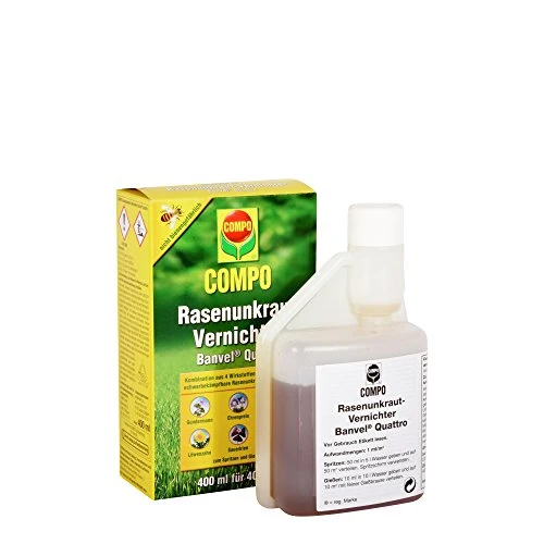 Compo Rasenunkraut-Vernichter Banvel Quattro (Nachfolger Banvel M), Bekämpfung von schwerbekämpfbaren Unkräutern im Rasen, Konzentrat, 400 ml (400 m²)