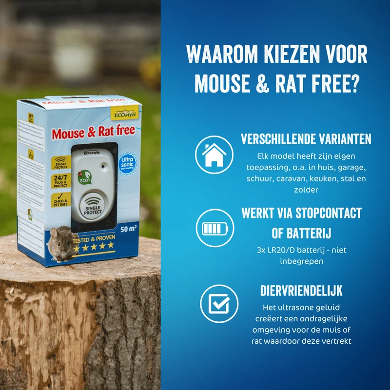 Mouse & Rat free - Ultrasone muizenverjager en rattenverjager