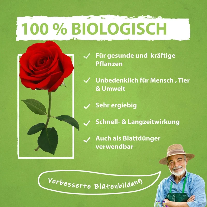 Rosen Dünger von Flora Boost für prächtige Blüten und gesunde Pflanzen