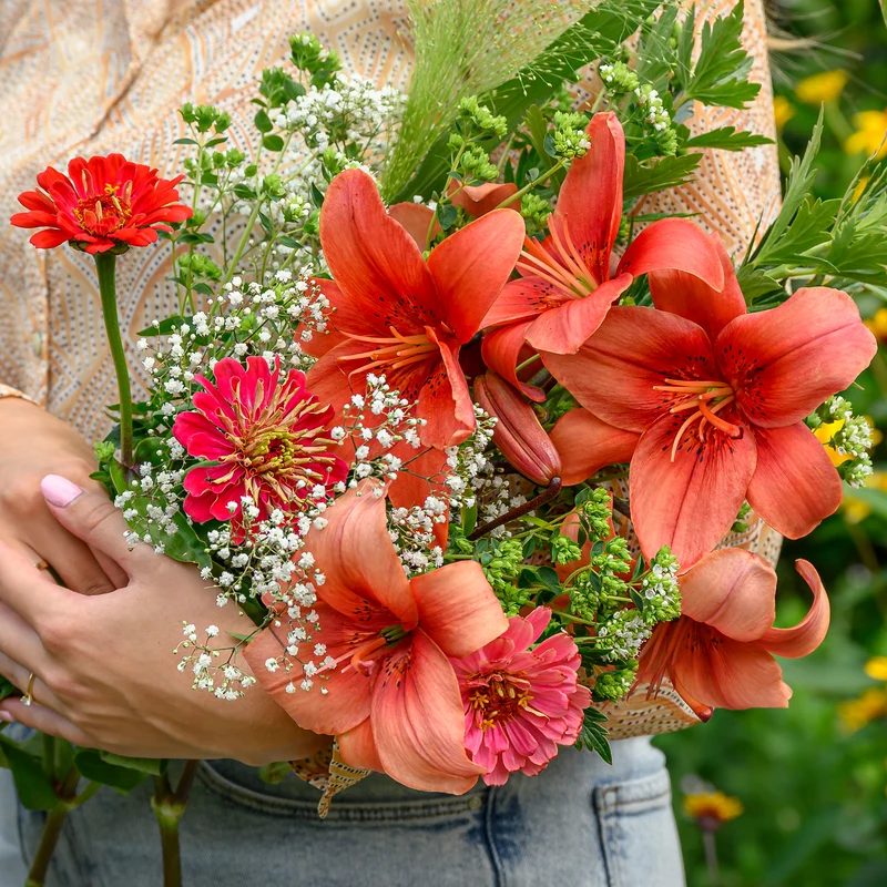 Asiatische Lilien und Blumenmischung